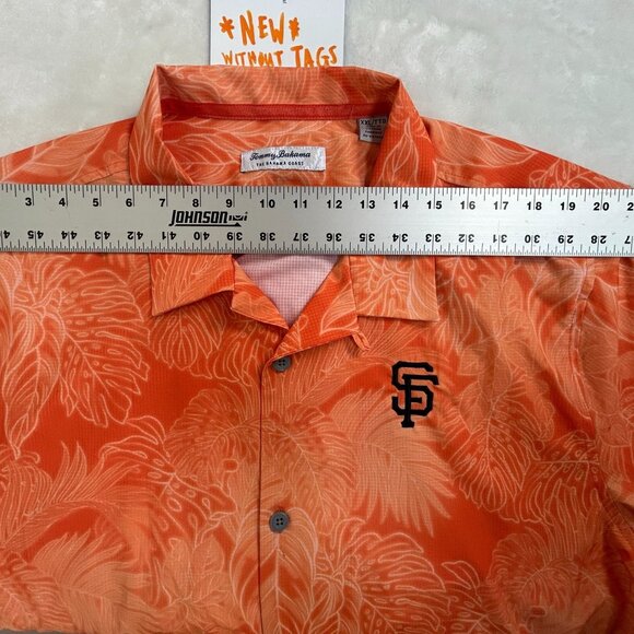 Tommy Bahama Mens SF Giants Hawaiian Shirt XXL Orange Leaf Print Button-Up NWOT - Picture 4 of 9